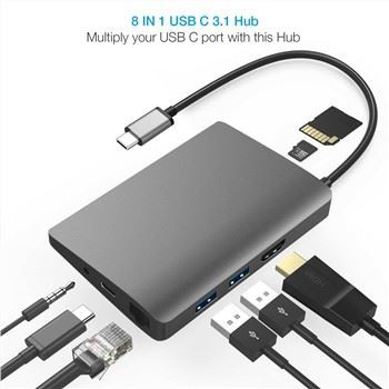 Hub 8 în 1 tip C.